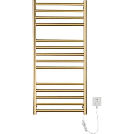 Sèche-Serviette Électrique Or, 162 W Chauffe-Serviettes 110 x 52 x 12 cm Porte-Serviettes Chauffant Électrique Mural Acier Inoxydable Radiateur de séchage de serviettes (1/5)