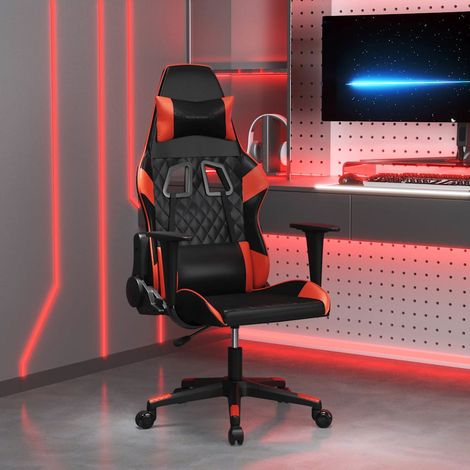 Fauteuil gamer Chaise de bureau - Fauteuil de jeu Noir et rouge Similicuir BonneVie-37634 (1/5)