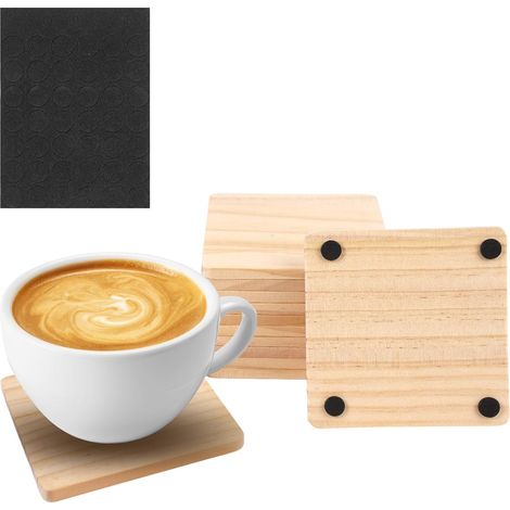 12 Sous-verres Carrés Bois Brut 10cm Antidérapant DIY Peinture Gravure Salon Bureau