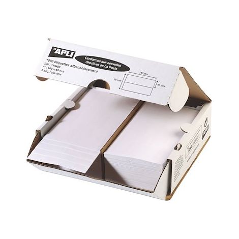 Etiquette affranchissement 2 de front 140 x 40 mm Apli Agipa blanche - Boîte de 1000 (1/3)