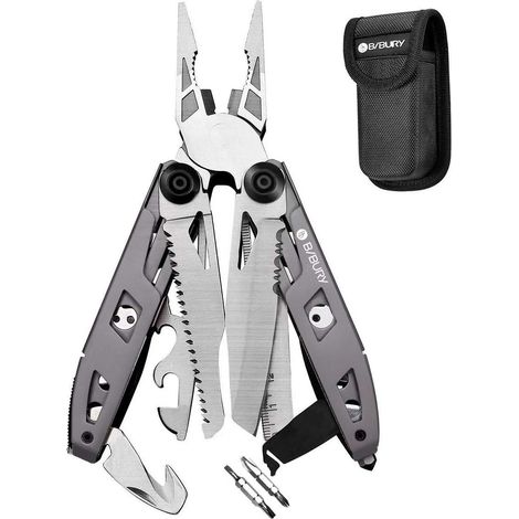 Outil de poche 18 en 1, outil multifonction avec manche en titane, outil multifonction pliable en acier inoxydable, pince multifonction avec marteau d'urgence, tournevis et scie, idéal pour le camping (1/5)