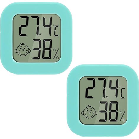 d'hygromètre numérique LCD compteur de température et d'humidité intérieure plage : 10 ℃  + 70 adapté aux chambres 2PCS Bleu (1/5)