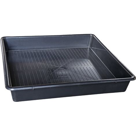 Cuve universelle en polyéthylène 64L – Dimensions 800 x 800 x 120 mm – Rétention produits dangereux – Modèle gerbable noir – Eurokraftbasic