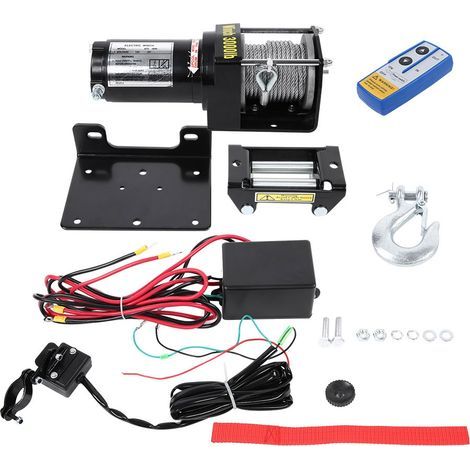 Cable winch, gear system, 3000 lb recovery winch, 4-way high-strength steel cable guide for boat trailer, truck, SUV, ATV (1/5)