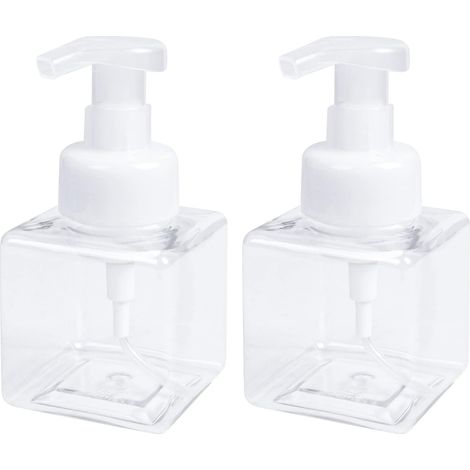 Dispensador de jabón en espuma (2 unidades, 250 ml, 8,5 oz), botella vacía con bomba para cocina o baño: jabón de manos y limpiador facial. (1/5)
