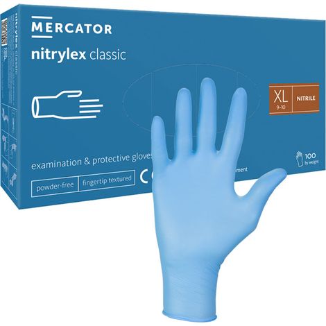 Nitrilhandschuhe XL blau Mercator Nitrylex Classic 100 Stück (1/5)