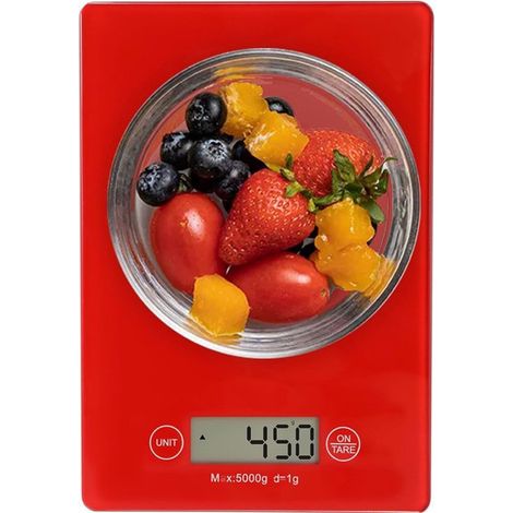 Balanza de cocina electrónica de alta precisión de 5000 g/1 g con pantalla LCD iluminada para cocinar, hornear y preparar comidas. (1/5)