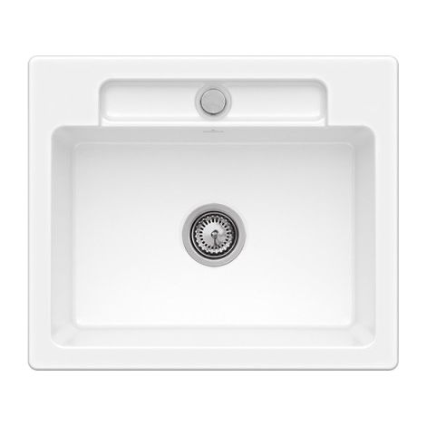 Evier 1 bac VILLEROY ET BOCH Siluet 60 S Snow White CeramicPlus avec vidage automatique