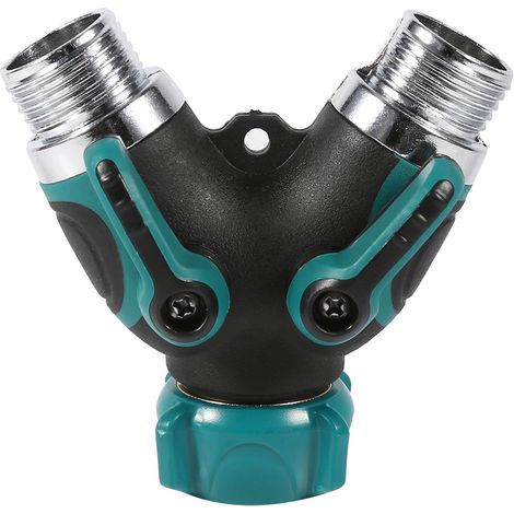 1 Stück NPT 3/4" 2-Wege-Y-förmiges Hochleistungs-Gartenschlauchverteilerventil Wasserschlauchanschlussadapter (1/5)