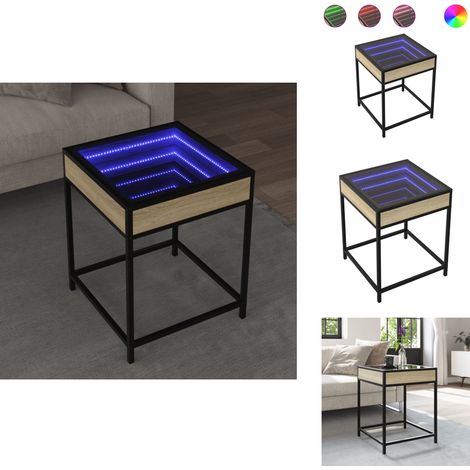 Table basse avec LED Infinity chêne sonoma 40x40x51 cm - Table Basse - Tables Basses - Table D'appoint - Bout De Canapé (1/5)