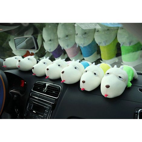 (Exklusiv in Südostasien erhältlich) Autodekoration: Bambuskohlebeutel, niedliche Hundefigur, für Neuwagen, Aktivkohle zur Geruchsbeseitigung, Rosa, 28 cm (1/5)