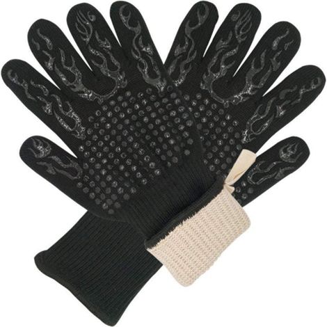 Gants de cuisson haute température en silicone pour barbecue et four, noir (1/5)