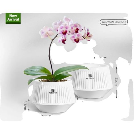 Pot d'Orchidée, Design à Taille d'Air, Esthétique Moderne, Blanc-2 pcs 12cm (1/2)
