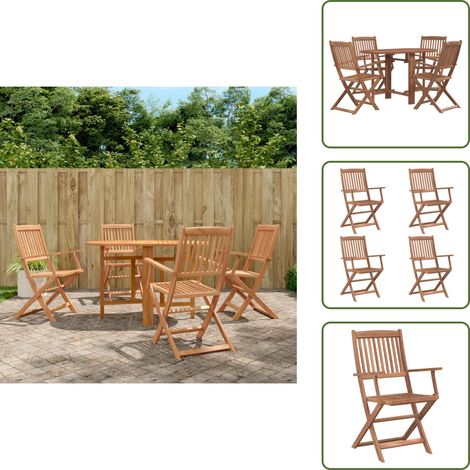 Comedor plegable - vidaXL Set comedor de jardín plegable 5 piezas madera maciza de acacia - Madera de acacia