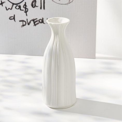 Vaso moderno in ceramica bianca – un elemento decorativo di grande impatto per soggiorni e camere da letto – ideale per fiori di pampa e decorazioni. (1/5)