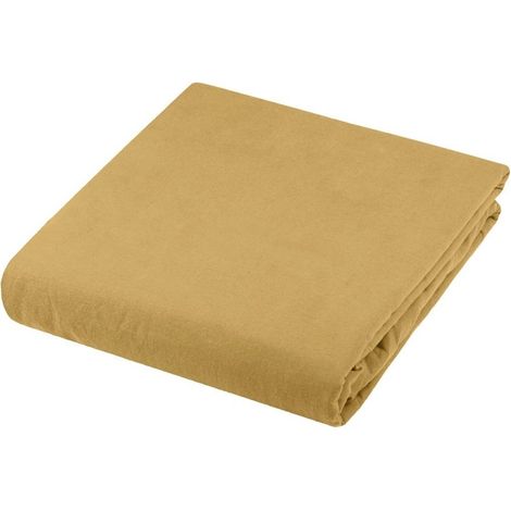 Housse de couette 220x240 Cottage coton lavé 60 fils moutarde (1/2)