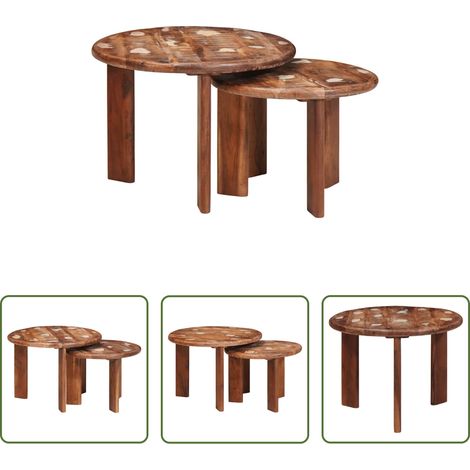 Tables basses modernes - Tables basses gigognes 2 pcs Multicolore Bois massif recyclé (1/5)