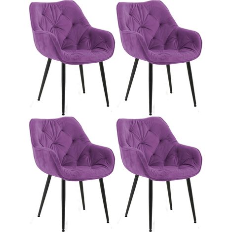 4er Set Stuhl Tanna Samt lila (1/5)