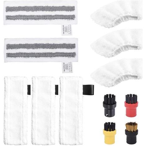 Kit d’accessoires vapeur 12 pièces pour Kärcher SC2 à SC5 – chiffons microfibre + buses sol et brosses rondes (1/5)