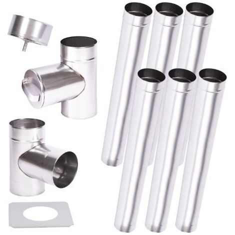 Azura Home Design – Kit complet de fumisterie 6 m Ø 100/120/130/150/160/180/200 mm – Acier résistant aux acides – Soudage au plasma – Classe T600