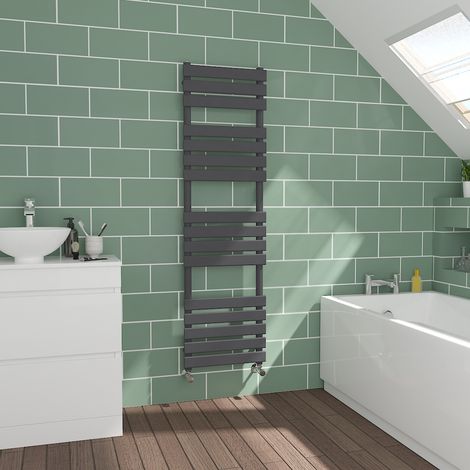 Flat Panel Sand Grey Bathroom Heated Towel Radiator 1600x450mm (1/5)