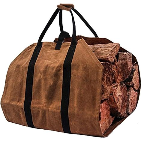 ZOLGINAH Toile sac à bûche cheminée, Sac rangement transport bois, Paniers à bûches paniers bois chauffage toile imperméable solide, Porte-bûches avec poignées pour poêle à bois (1/5)