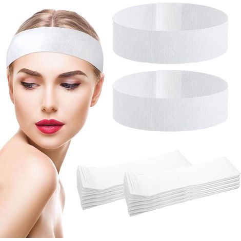 30 Pièces Bandeau De Spa Jetable, Bandeau Maquillage, Fournitures Esthéticiennes, Bandeaux de Bain Esthétique, Spa Headband, Pour Spa, Yoga, Maquiller Soins du Visage (1/5)