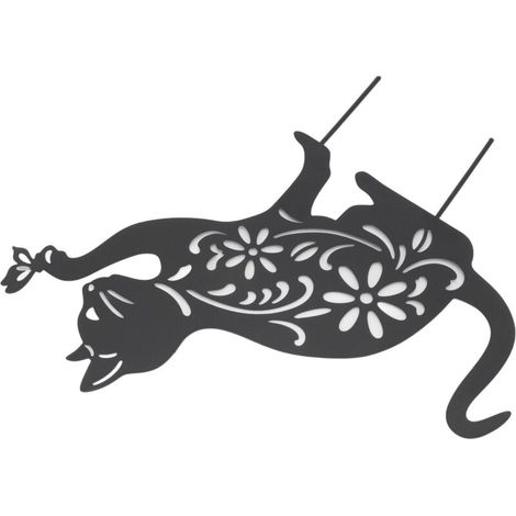 Dekorative schwarze Katzenfigur, hohles Design und robustes Metall für Garten, Terrasse oder Innenbereich