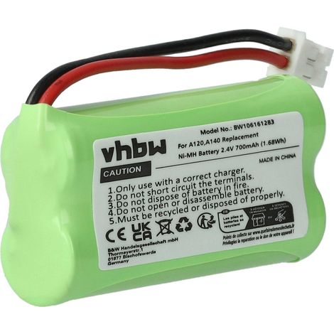 vhbw Akku kompatibel mit Siemens Gigaset A120, A140, A160, A145, A165, A240, AL140, AS150, A16X, A26X, Universum CL15, SL15 schnurlos Festnetz Telefon (700 mAh, 2,4 V, NiMH)
