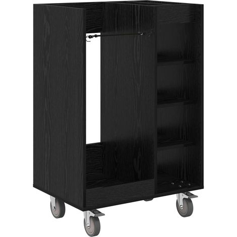 Armoire de golf à roulettes moderne rangement intérieur 65 x 45 x 98 cm en bois chêne noir (1/4)