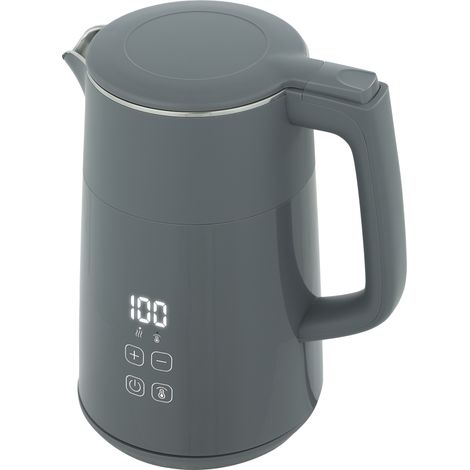 HOMCOM 1.7L Fast Boil 3000W Electric Kettle with LED Display, Grey (1/5)