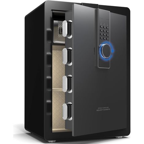 29KG Lourd Coffre Fort en Acier, 82L Coffre-fort Électronique avec Digitale Code et Clé, pour Maison et Bureau, Idéal pour Bijoux, Argent et Documents A4, Notice en Français (Noir,82L) (1/5)