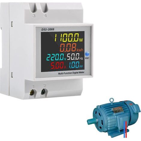 SJLERST Compteur d'énergie monophasé Compteur d'électrique numérique AC 40-300V 100A Compteur Electrique 1 phasé Wattmètre Rail DIN Mètre Watt KWh Compteur Type CT (1/5)