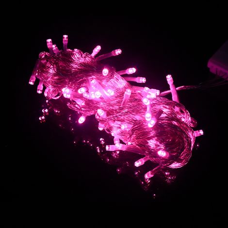 Guirlande lumineuse LED, guirlande lumineuse clignotante, guirlande lumineuse décorative, petites lanternes, souffle de bébé, lumières de Noël (6 mètres 40 lumières modèle USB, rose) YMYNY (1/3)
