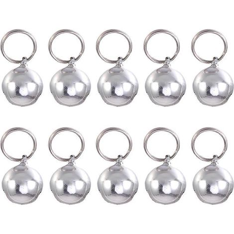 Lot de 10 petites clochettes pour collier de chien, breloque, pendentif pour chat, chiot et chaton (argent, 18 mm) (1/3)