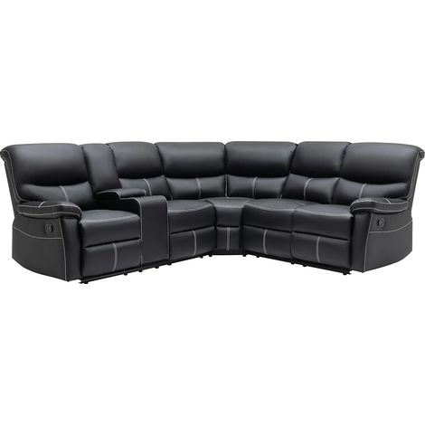Grande divano angolare relax in Similpelle Nero - CANBY (1/5)