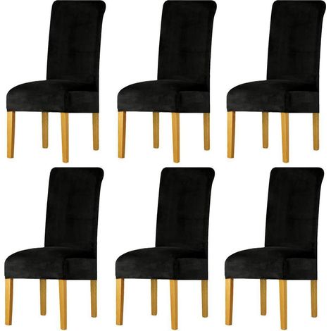 Stuhlhussen 6er Set, Samt, Stretch, abnehmbar, waschbar, für Esszimmerstühle (1/5)