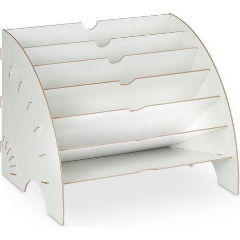 Organizer da scrivania compatto 27 x 34 x 27 cm per documenti e riviste, facile da montare in MDF bianco 130012112