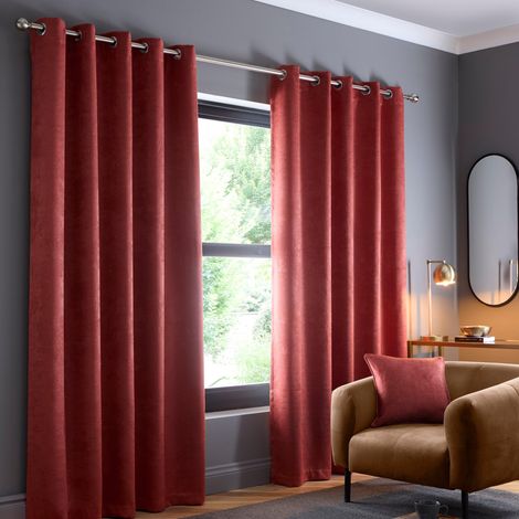 Rideaux en Terre Cuite 117 x 183 cm - 2 Panneaux - Rideaux à œillets en Rouge Orange - Rideaux Thermiques pour Chambre/Salon - Rideaux et tentures - Rideaux de Porte (1/3)