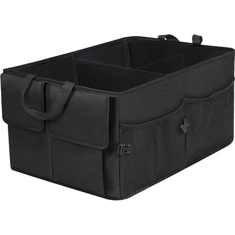 Organisateur de coffre de voiture, sac de rangement pliable pour coffre de voiture avec bac de rangement portable réglable et support de voiture, étanche (1/4)