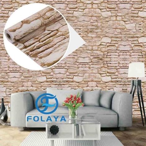 Papier peint - FOLAYA - Imitation Pierre - 45cmx10M - Autocollant - Décoration Intérieure (1/4)