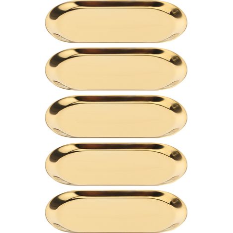 5 pièces Plateau de Rangement en Acier Inoxydable Doré pour Serviettes, Cosmétiques ou Bijoux (1/5)