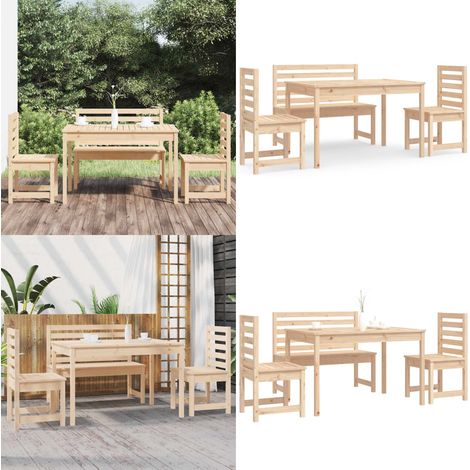 Ensemble à manger de jardin 4 pcs bois massif de pin - Table de jardin - Chaise de jardin