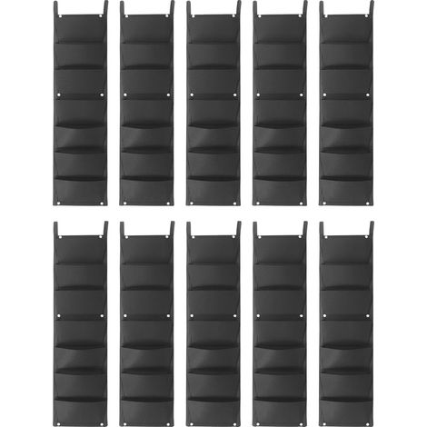 Sacs de Plantes Suspendus, Jardinière Verticale, 10 Pièces, 7 Poches, noir (1/2)