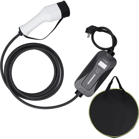 Chargeur portable monophasé régulé pour véhicules électriques avec écran, léger, câble de 5 m, CA 95–270 V, prise européenne 220 V (1/5)