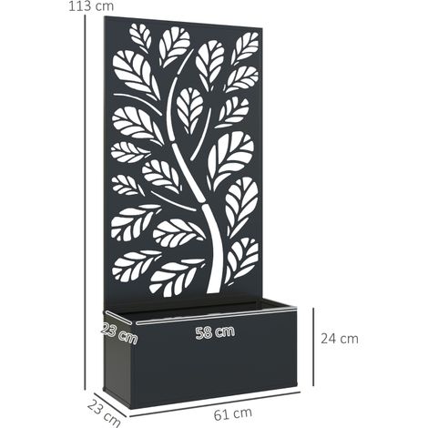 Jardinière brise-vue paravent treillis plantes grimpantes 61x23x113cm (1/5)