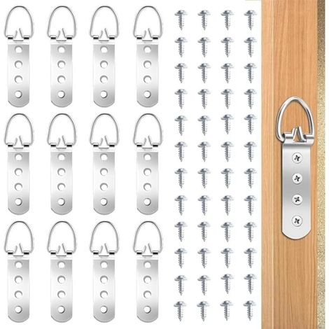 Lot De 12 Cintres Pour Tableaux Lourds Avec Anneau En D Pour Miroir, Avec 48 Vis 4 Trous Robustes Pour Suspendre Des Cadres D'Œuvres D'Art