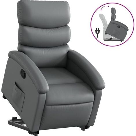 Fauteuil inclinable en similicuir gris (1/5)