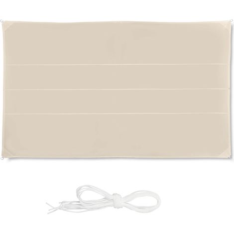 Toldo vela rectangular beige: protección UV, uso exterior