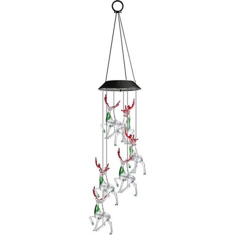 Carillon lumineux solaire LED à changement de couleur RGB en forme de cerf (1/3)